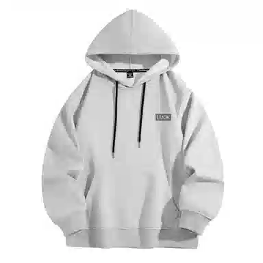 棉致 幸运标志简约基础无性别主义美式街头弹力柔软舒适抗皱挺括休闲透气套头连帽卫衣 男女同款