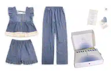夏芬妍  甜美少女风碎花满印背心家居服舒适柔软休闲带胸垫三件套可外穿睡衣套装 女款