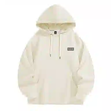 棉致 幸运标志简约基础无性别主义美式街头弹力柔软舒适抗皱挺括休闲透气套头连帽卫衣 男女同款