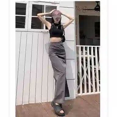 桴生 欧美风设计感开叉修身包臀通勤半身裙休闲长裙 女款