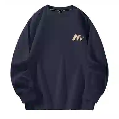 棉致 浮雕波浪简约纯色复古休闲柔软抗皱舒适基础百搭美式街头宽松落肩套头圆领卫衣 男女同款