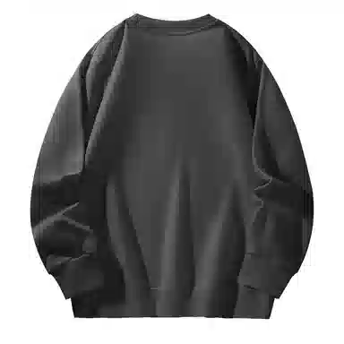 棉致 领结小猫简约纯色复古休闲柔软抗皱舒适基础百搭美式街头宽松落肩套头圆领卫衣 男女同款