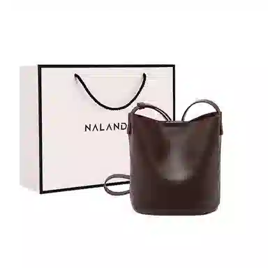 纳兰杜 高级质感复古水桶包极简风休闲百搭通勤 牛皮 斜挎单肩包 常规 女款 咖色