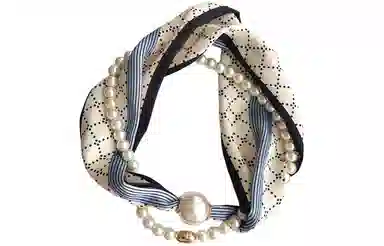 优幽兰 优雅气质轻奢风磁吸扣珍珠小长条领巾百搭时尚护颈围脖子懒人职业装饰锁骨搭配衬衫薄款围巾高级感 丝巾 女款