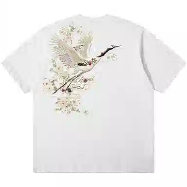 K411 Crane Embroidery T-Shirt