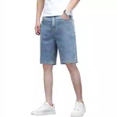 羽浅 夏季高档莱赛尔舒适五分裤休闲百搭中裤潮牌修身显瘦牛仔短裤 男款