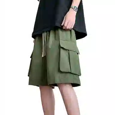 左岸 夏季美式潮牌宽松直筒机能裤复古大码休闲五分裤子工装短裤 男款