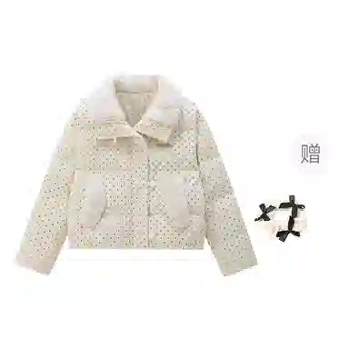 桴生 韩系甜美加厚毛领短款面包服棉服 女款