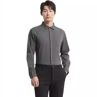 古鲨 竖条纹长袖翻领衬衫 男款