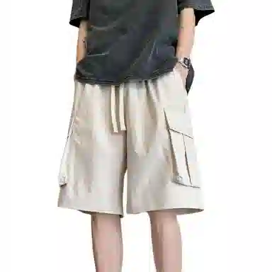 左岸 夏季美式潮牌宽松直筒机能裤复古大码休闲五分裤子工装短裤 男款