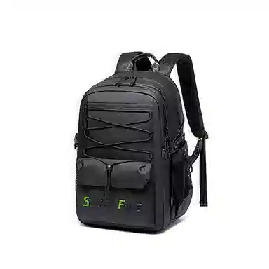 北极猎人 潮流工装学生高中生高颜值时尚学院风休闲大容量防水通勤 皮膜 双肩包背包书包电脑包 常规 男女同款情侣款 黑色/白色/灰色