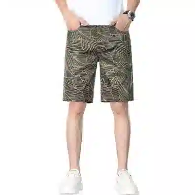 羽浅 美式潮流印花五分裤时尚舒适沙滩中裤潮牌修身百搭休闲短裤 男款