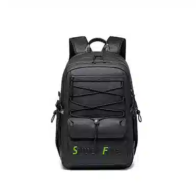 北极猎人 潮流工装学生高中生高颜值时尚学院风休闲大容量防水通勤 皮膜 双肩包背包书包电脑包 常规 男女同款情侣款 黑色/白色/灰色