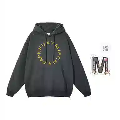 棉购 美式小众连帽高级设计感印花加绒加厚保暖宽松百搭长袖卫衣 男女同款