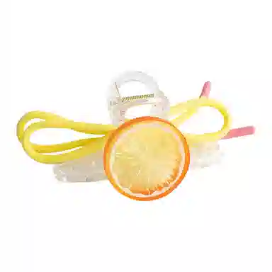 蒙妮 清新夏日柠檬蝴蝶结大号抓夹 亚克力 发夹 女款