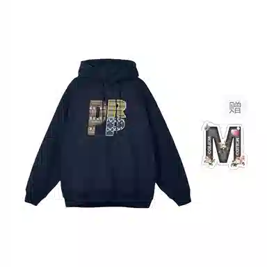 棉购 美式潮牌趣味字母连帽基础款简约宽松百搭学院风质感纯棉立体卫衣 男女同款