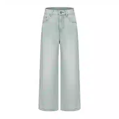 【dme】 甜酷绣花 夏季薄款宽松遮肉显瘦阔腿直筒牛仔裤 女款