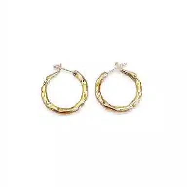 潮色绘 金色素圈高级感耳圈方圆脸圈圈耳耳饰 铜 耳环 女款