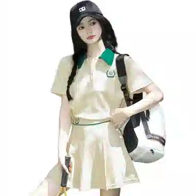 水中花 夏装简约时尚网球服休闲时尚运动短裙裙装套装 女款