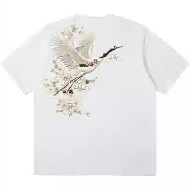 K411 Crane Embroidery T-Shirt