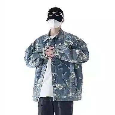 Unknown Brand Floral Print Denim Jacket