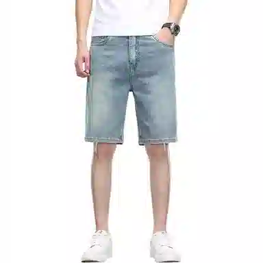 羽浅 夏季高档莱赛尔舒适五分裤休闲百搭中裤潮牌修身显瘦牛仔短裤 男款