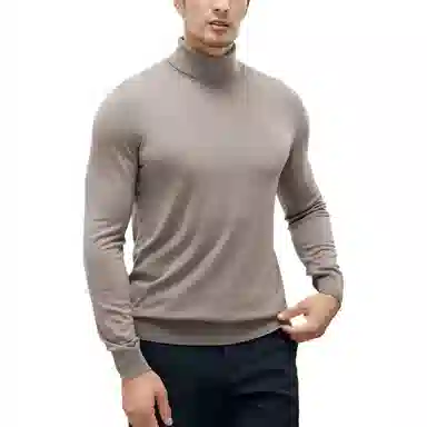 丹宁哲学 重磅高领纯色修身型套头针织衫 男款