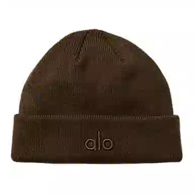 alo yoga Logo Recycled Polyester Beanie Deep Brown