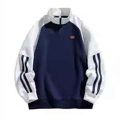 【dme】 美式经典高街校园风纯色半拉链立领套头宽松舒适氛围感学生党无性别主义长袖卫衣 男女同款