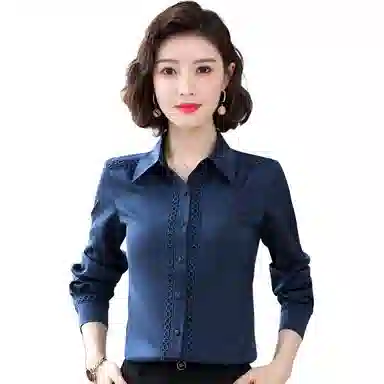 左岸 潮流百搭亲肤透气上衣翻领长袖简约舒适袖口气质时尚日常通勤高腰洋气显高显瘦宽松柔软休闲衬衫 女款