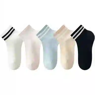 妮轻 薄款抗菌网眼条纹短袜 女款