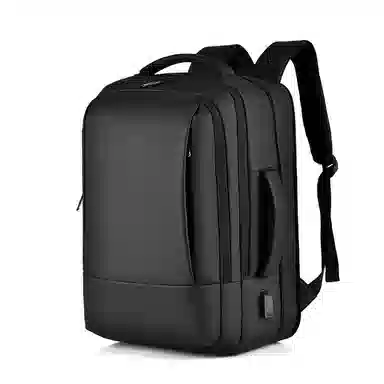 老人头 商务出差简约多功能大容量 织物 双肩包 男款 黑色