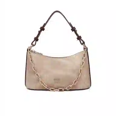 稻草人 法式小众设计链条通勤时尚百搭出游 聚氨酯革 斜挎单肩手提包 女款 牛仔蓝/卡其色