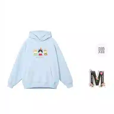 棉购 连帽秋冬季加绒加厚百搭潮流印花美式学生上衣服外套卫衣 女款