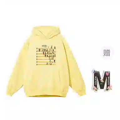 棉购 连帽字母印花加绒加厚学生美式帽衫情侣装重磅宽松上衣卫衣 女款