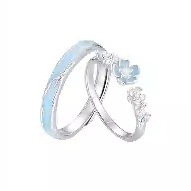 福柚 心动山茶花 轻奢精致恋爱告白立体花卉高级感百搭素圈可调节对戒#好运 合金 戒指 男女同款情侣款