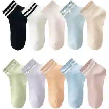 妮轻 薄款抗菌网眼条纹短袜 女款