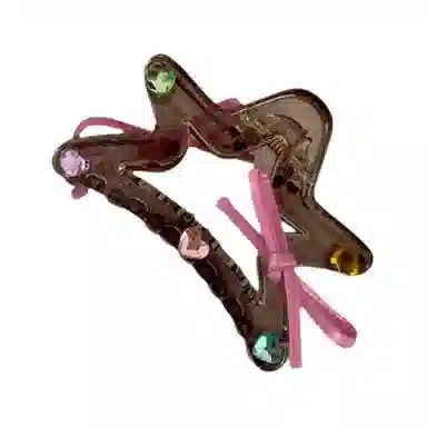 希铃 彩色蝴蝶结海星高级鲨鱼夹 亚克力 发夹 女款