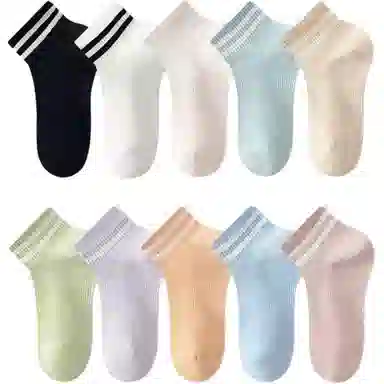 妮轻 薄款抗菌网眼条纹短袜 女款