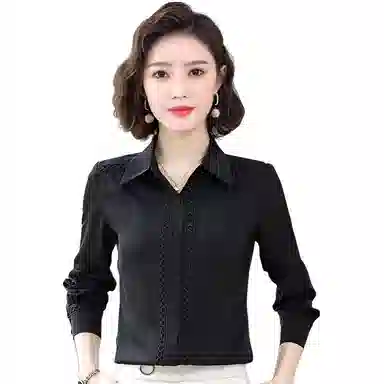 左岸 潮流百搭亲肤透气上衣翻领长袖简约舒适袖口气质时尚日常通勤高腰洋气显高显瘦宽松柔软休闲衬衫 女款