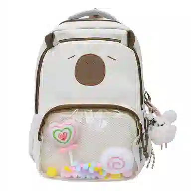 行途 卡通卡皮巴拉大容量可爱学生旅游 尼龙 痛包 女款