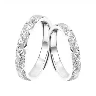 【S999银钟爱久久】 银彦 满天星河对戒 爆闪满天星 甜蜜恋爱心动浪漫 不规则素圈高级轻奢小众开口可调节 足银 戒指 男女同款情侣款