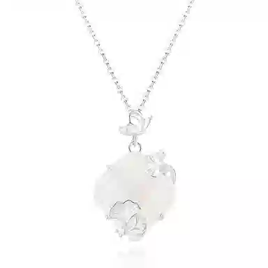 【999足银】 银千惠 接住招财的蝴蝶新中式小确杏吊坠 国风设计感福蝶可调节锁骨链简约纯银闪锆平安纳福吸金转运百搭女友 玉髓 项链 女款