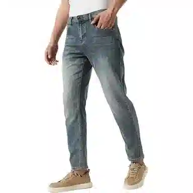 古鲨 抗皱潮流水洗白休闲长裤牛仔裤 男款