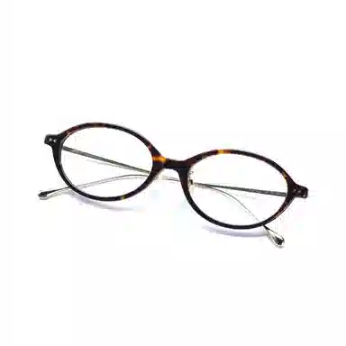 【可配度数】 青雉作 日杂高级感文艺书呆子眼镜日系时尚眼镜框高弹力不夹脸贝母鼻托 β钛板材 椭圆形 光学镜架 女款 玳瑁色日本灰黑色