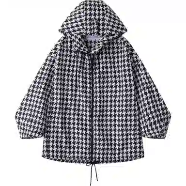 DIOR FW22 Houndstooth Zip Coat Black