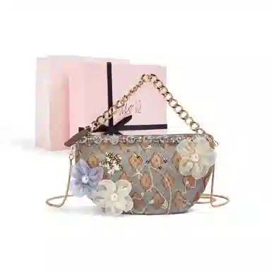 雅诗兰黛【定制化妆包】小花 钻花漫雾 甜美 清新 精致 优雅 波西米亚风 约会 通勤 复古凌格帆布化妆收纳包 便携