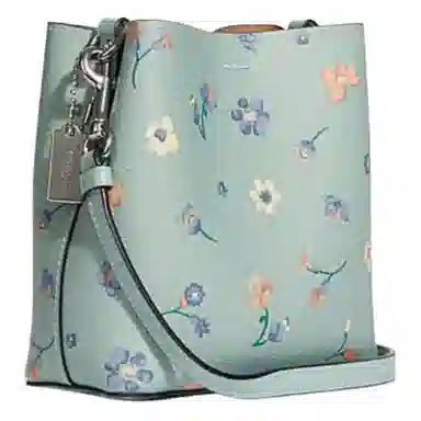 Coach Town 16 Floral Print Mini Bucket Bag Lake Green