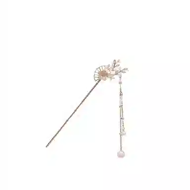 大唐国鼎 花枝扇新中式简约时尚小众设计国潮宫廷风精致纹理招财纳福旺事业学业本命年财运 好运 合金 发簪 女款