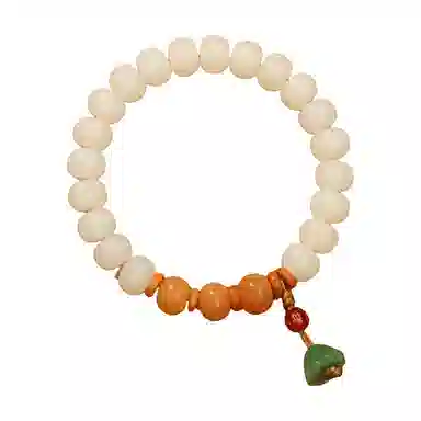 子婳 诸事顺遂国风文创复古花开富贵手持佛珠莲花盘玩文玩小众设计时尚百搭高级感#好运 白玉菩提 手串 男女同款情侣款